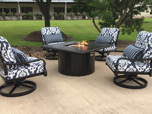 Maison backyards Stylish Cast Aluminum Outdoor Furniture Set with 4 Chairs and Fire Pit