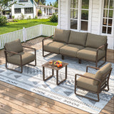 Maison Backyards Aluminum Patio Sofa Set with Swivel Chairs & Fire Pit Table
