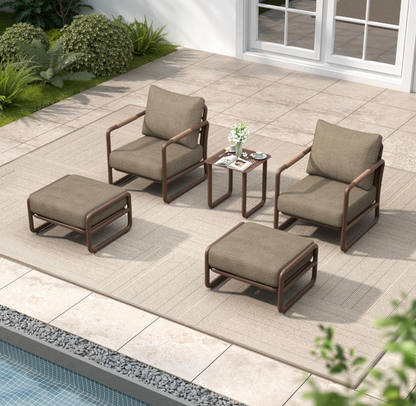 MBY Outdoor Aluminum Patio Furniture Set, Patio Conversation Sofa Set with Coffee Tables and Swivel Rocking Chairs, All Weather for Balcony, Garden