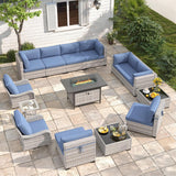 Six-seat wicker patio set with fire pit table — product image 39 of 40