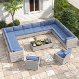 Maison Backyards 6-Seat Wicker Patio Set with Fire Pit Table