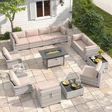 Six-seat wicker patio set with fire pit table — product image 35 of 40