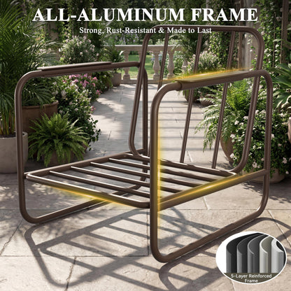 3-Piece Aluminum Patio Furniture Set, Spacious Deep Seating Chairs with 6-Inch Thick Cushions and Coffee Table, All-Weather Rust-Resistant Outdoor Seating for Backyard, Deck, Porch, Balcony