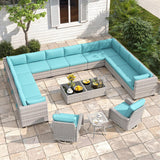 Maison Backyards 6-Seat Wicker Patio Set with Fire Pit Table