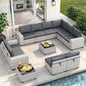 Outdoor Wicker Rattan Sectional Sofa Set with Swivel Chairs & Fire Pit Table, with 4" Thickened Cushions & Coffee Table, All-Weather PE Rattan for Garden, Backyard, Porch