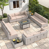 Six-seat wicker patio set with fire pit table — product image 40 of 40