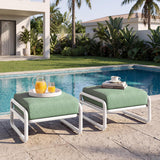Aluminum Outdoor Patio Ottoman Foot Stool with Thick Cushion
