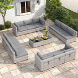 Maison Backyards 6-Seat Wicker Patio Set with Fire Pit Table