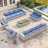 Wicker sectional set with swivel chairs and fire pit table — product image 36 of 40