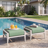 Aluminum Outdoor Patio Ottoman Foot Stool with Thick Cushion