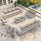 Wicker sectional set with swivel chairs and fire pit table — product image 39 of 40