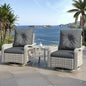 3 Piece Outdoor Wicker Patio Furniture Set,High Back Swivel Rocker Patio Chairs with 4" Thickened Cushions & Side Table, All-Weather PE Rattan for Garden, Backyard, Porch