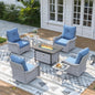 3 Piece Outdoor Wicker Patio Furniture Set,High Back Swivel Rocker Patio Chairs with 4" Thickened Cushions & Side Table, All-Weather PE Rattan for Garden, Backyard, Porch