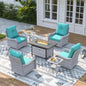 3 Piece Outdoor Wicker Patio Furniture Set,High Back Swivel Rocker Patio Chairs with 4" Thickened Cushions & Side Table, All-Weather PE Rattan for Garden, Backyard, Porch