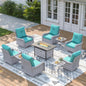 3 Piece Outdoor Wicker Patio Furniture Set,High Back Swivel Rocker Patio Chairs with 4" Thickened Cushions & Side Table, All-Weather PE Rattan for Garden, Backyard, Porch