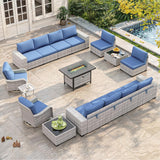 Wicker sectional set with swivel chairs and fire pit table — product image 40 of 40