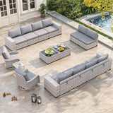 Wicker sectional set with swivel chairs and fire pit table — product image 37 of 40
