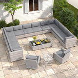 Maison Backyards 6-Seat Wicker Patio Set with Fire Pit Table