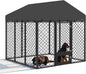 Heavy Duty Outdoor Dog Kennel with Roof – Large Dog Enclosure & Weatherproof Dog House, Secure Metal Fence Playpen with Double Lock & Feeding Swivel Door for Big Dogs