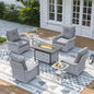 3 Piece Outdoor Wicker Patio Furniture Set,High Back Swivel Rocker Patio Chairs with 4" Thickened Cushions & Side Table, All-Weather PE Rattan for Garden, Backyard, Porch