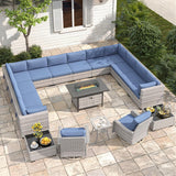 Maison Backyards 6-Seat Wicker Patio Set with Fire Pit Table