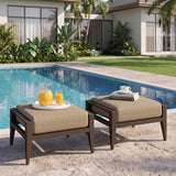 Aluminum Outdoor Patio Ottoman Foot Stool with Thick Cushion