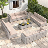 Maison Backyards 6-Seat Wicker Patio Set with Fire Pit Table