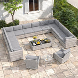 Maison Backyards 6-Seat Wicker Patio Set with Fire Pit Table