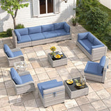 Six-seat wicker patio set with fire pit table — product image 34 of 40