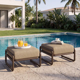 Aluminum Outdoor Patio Ottoman Foot Stool with Thick Cushion