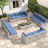 Maison Backyards 6-Seat Wicker Patio Set with Fire Pit Table