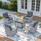 3 Piece Outdoor Wicker Patio Furniture Set,High Back Swivel Rocker Patio Chairs with 4" Thickened Cushions & Side Table, All-Weather PE Rattan for Garden, Backyard, Porch