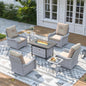 3 Piece Outdoor Wicker Patio Furniture Set,High Back Swivel Rocker Patio Chairs with 4" Thickened Cushions & Side Table, All-Weather PE Rattan for Garden, Backyard, Porch