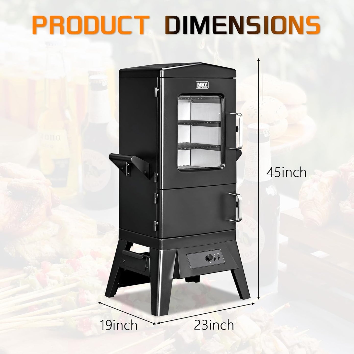 Large Vertical Electric Smoker Grill – 633 sq in | 4-Rack BBQ Smoker with Built-in Meat Probe, Wood Chip Loader &Weather-Resistant Cover – Perfect for Steak, Fish, Ribs (Black)