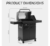 4 outdoor gas grills with burners, Portable propane Grill, power 50000 watts, 19.3 inches with grill cover, black