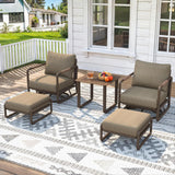 Maison Backyards Aluminum Patio Sofa Set with Swivel Chairs & Fire Pit Table