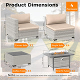 Six-seat wicker patio set with fire pit table — product image 2 of 40