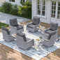 3 Piece Outdoor Wicker Patio Furniture Set,High Back Swivel Rocker Patio Chairs with 4" Thickened Cushions & Side Table, All-Weather PE Rattan for Garden, Backyard, Porch