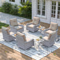 3 Piece Outdoor Wicker Patio Furniture Set,High Back Swivel Rocker Patio Chairs with 4" Thickened Cushions & Side Table, All-Weather PE Rattan for Garden, Backyard, Porch