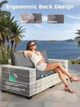 Maison Backyards Outdoor Wicker Sectional Sofa Set with Swivel Chairs & Fire Pit Table