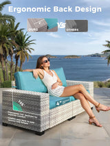 Maison Backyards Outdoor Wicker Sectional Sofa Set with Swivel Chairs & Fire Pit Table