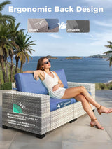 Maison Backyards Outdoor Wicker Sectional Sofa Set with Swivel Chairs & Fire Pit Table