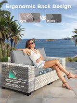 Maison Backyards Outdoor Wicker Sectional Sofa Set with Swivel Chairs & Fire Pit Table