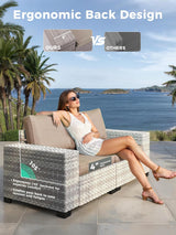 Maison Backyards Outdoor Wicker Sectional Sofa Set with Swivel Chairs & Fire Pit Table
