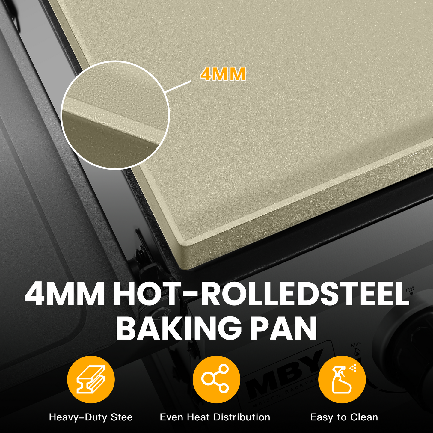 3-Burner Propane Gas Grill, 36,000 BTU Outdoor Flat Top Propane Gril with Foldable Side Tables for Camping, Tailgating & Backyard BBQ, Black