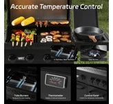 4 outdoor gas grills with burners, Portable propane Grill, power 50000 watts, 19.3 inches with grill cover, black