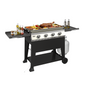 3-Burner Propane Gas Grill, 36,000 BTU Outdoor Flat Top Propane Gril with Foldable Side Tables for Camping, Tailgating & Backyard BBQ, Black