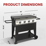 Maison Backyards Propane Flat Top Griddle with Foldable Side Tables, 3 to 5 Burners