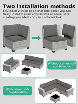 Maison Backyards Outdoor Wicker Sectional Sofa Set with Swivel Chairs & Fire Pit Table