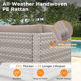 Six-seat wicker patio set with fire pit table — product image 3 of 40